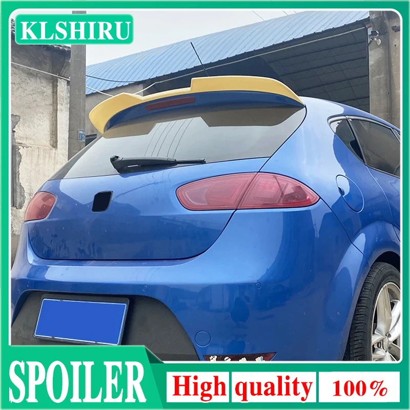 2009-2012 For Seat Leon MK2 Rear Roof Spoiler By High Quality ABS Car Rear Trunk Wing Glossy Black Carbon Fiber Look Body Kit