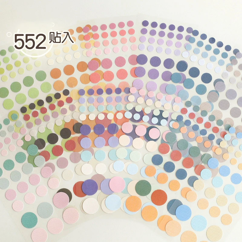 552pcs Basic Colorful Dots Stickers Kawaii Hand Account Stickers buste Sealing DIY Scrapbooking Journal Planner Decorations