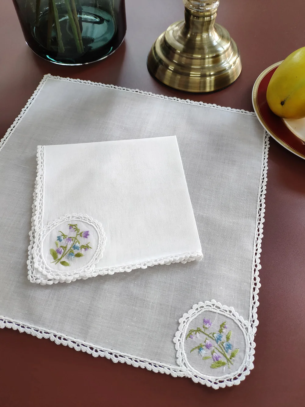 Hand Hmbroidered 100%Cotton Handicraft Napkin Gift Colorful Embroidery Flower Exquisite Handkerchief Handicraft Gift