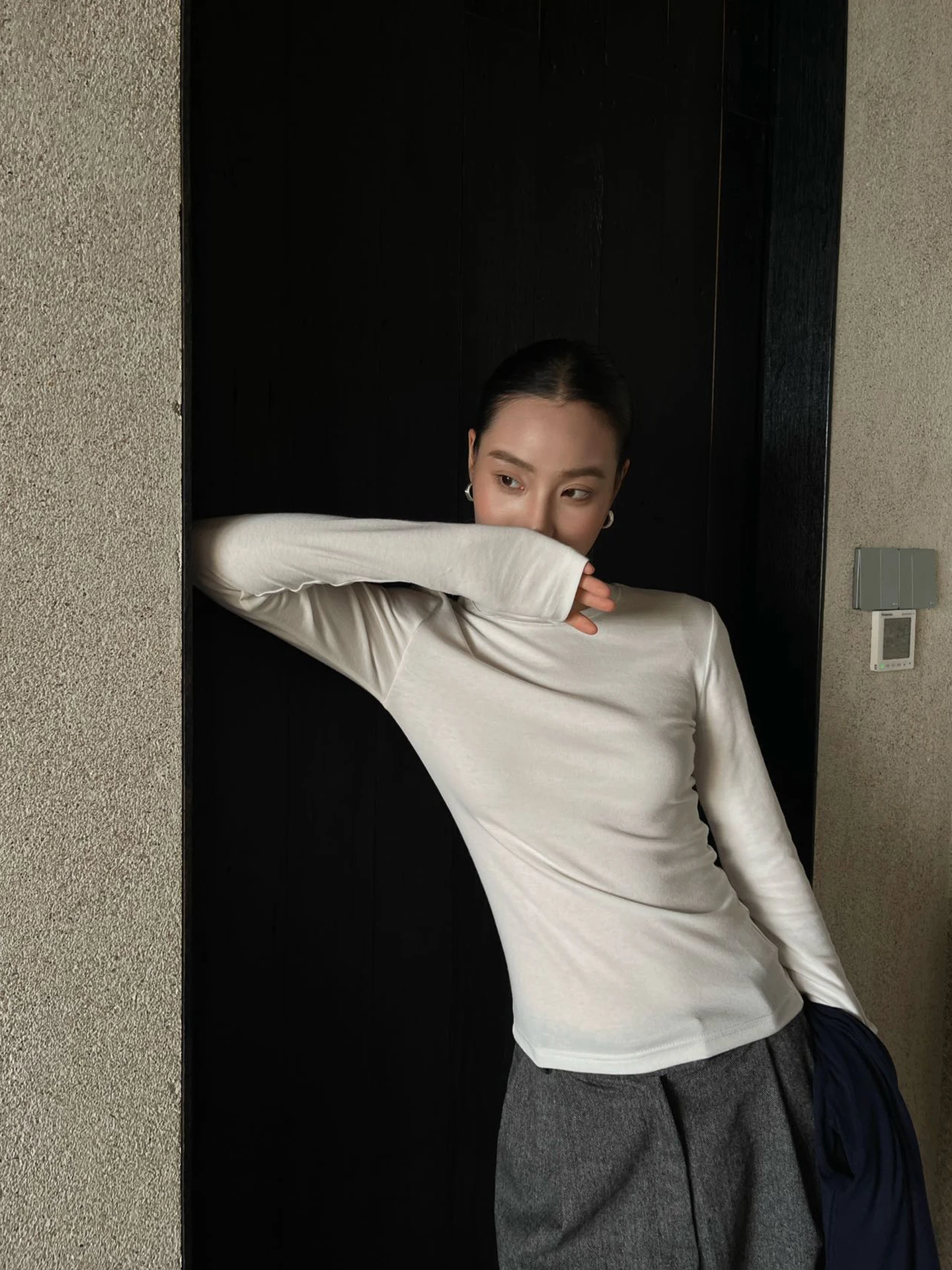 

PUIR YH, белая женская футболка Long Sve в американском стиле ретро, облегающая внутренняя одежда, повседневный топ на осень и зиму