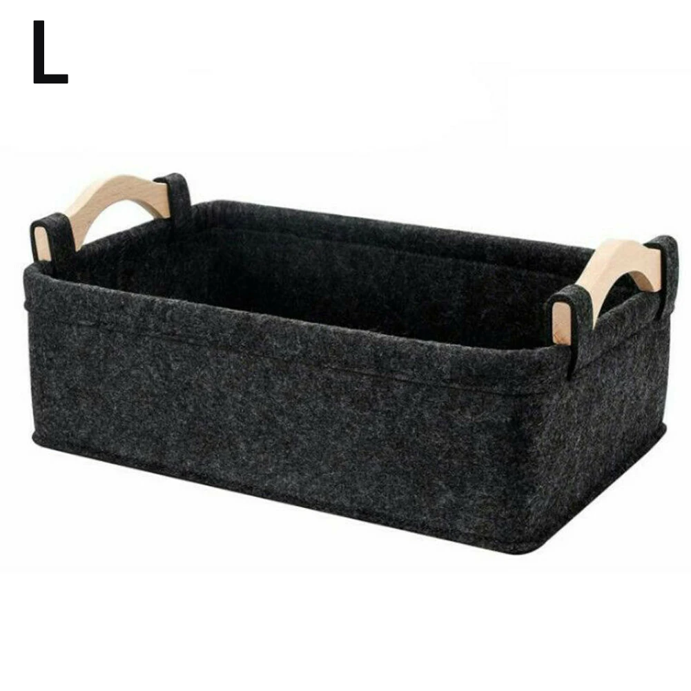 Stylish and Practical Storage Solution Portable Square Basket with Pine Wood Handles Choose Your Preferred Color