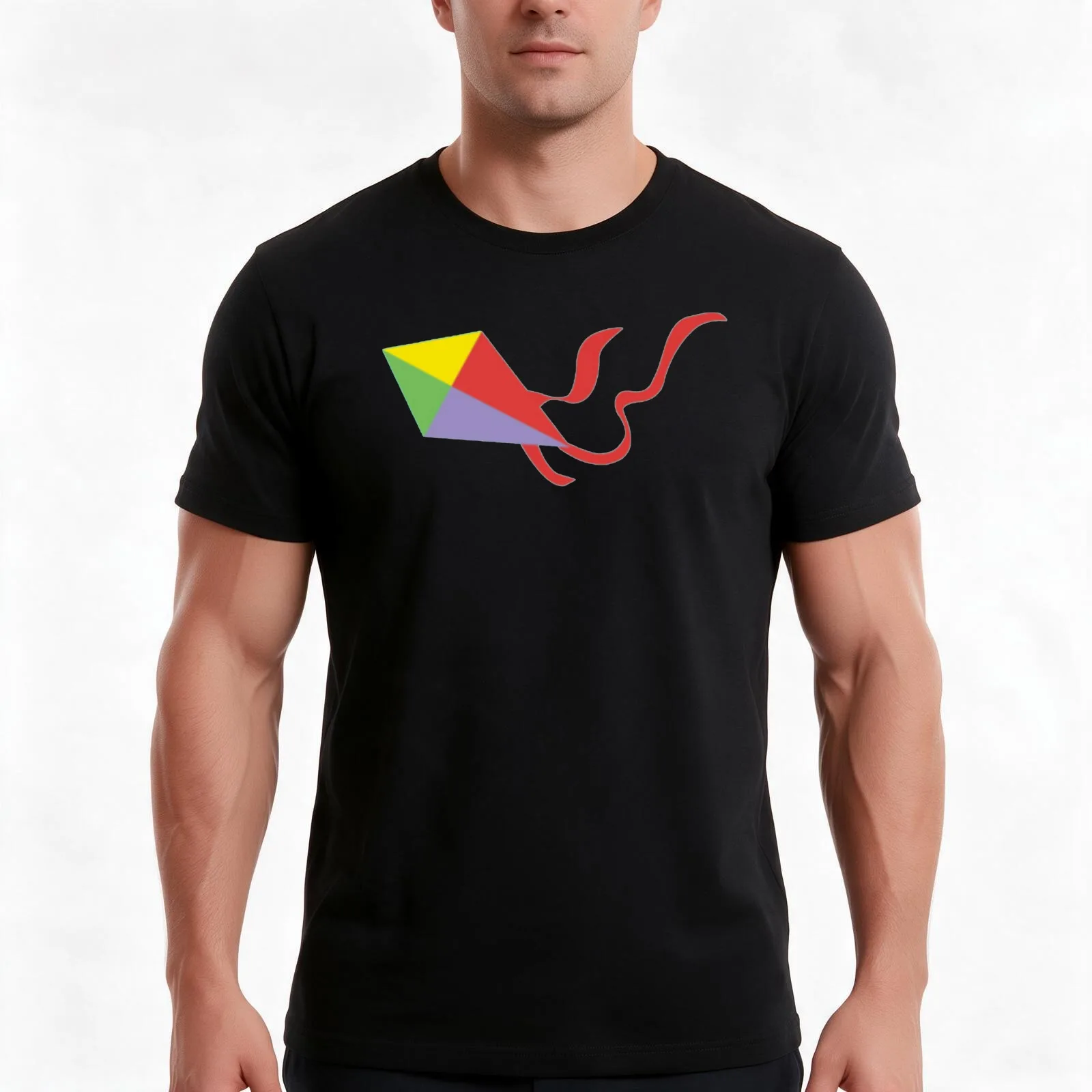 Human Kite T-Shirt, Summer Casual Cotton Tee, Oversized Streetwear Tops, Vintage Graphic Print, Loose Fit Short Sleeve