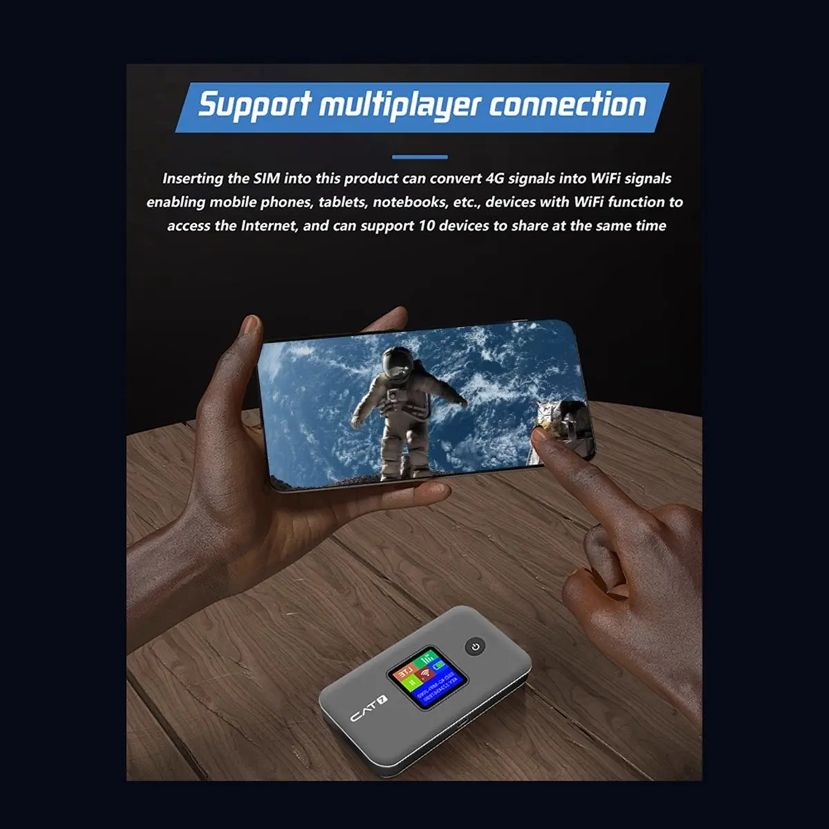 

Cat7 WiFi6 Mobile Router 4G LTE Wireless Router Dual Band 2.4G&5.8G 300Mbps Pocket MiFi Modem with Sim Card Slot A