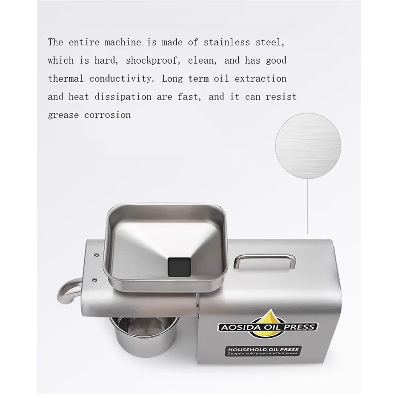 

Fully automatic household oil press for peanuts, sesame, soybeans, walnuts, rapeseed, small stainless steel, commercial oil pres