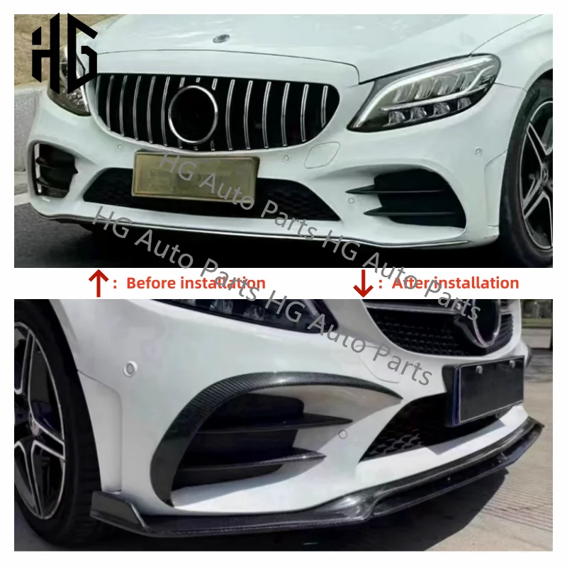 For Mercedes C Class W205 C205 S205 C160 C200 C180 C300 C400 C450 AMG Carbon Front Bumper Car Lip Splitter Spoiler Body Kits