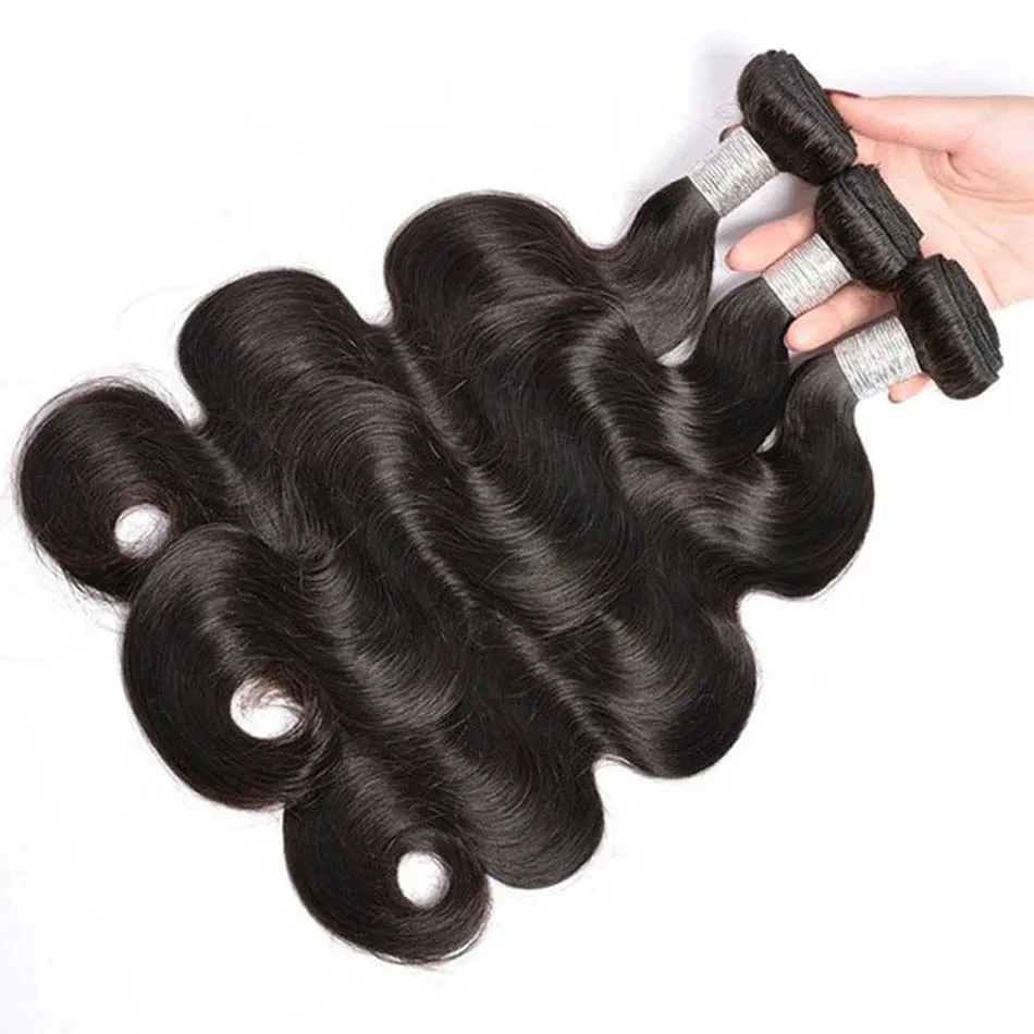 Natural Black Brazilian Body Wave Human Hair Bundles 100% Human Hair Weave Remy Hair Extensions For Women