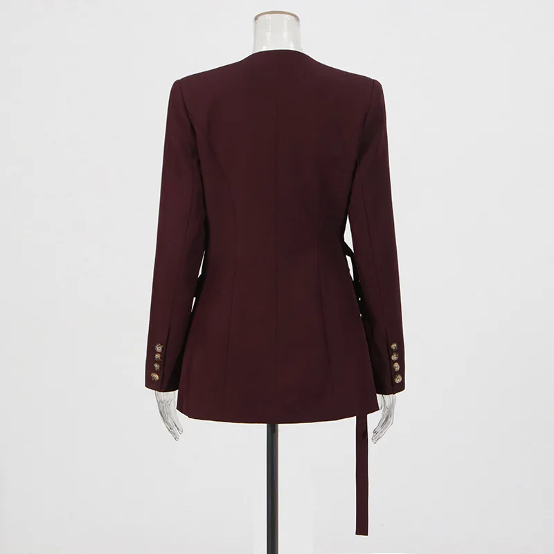 ZAMOR HIGH QUALITY Women's Deconstructed V Neck Lace Up Blazer 2026 New Fashion Design Office Jacket