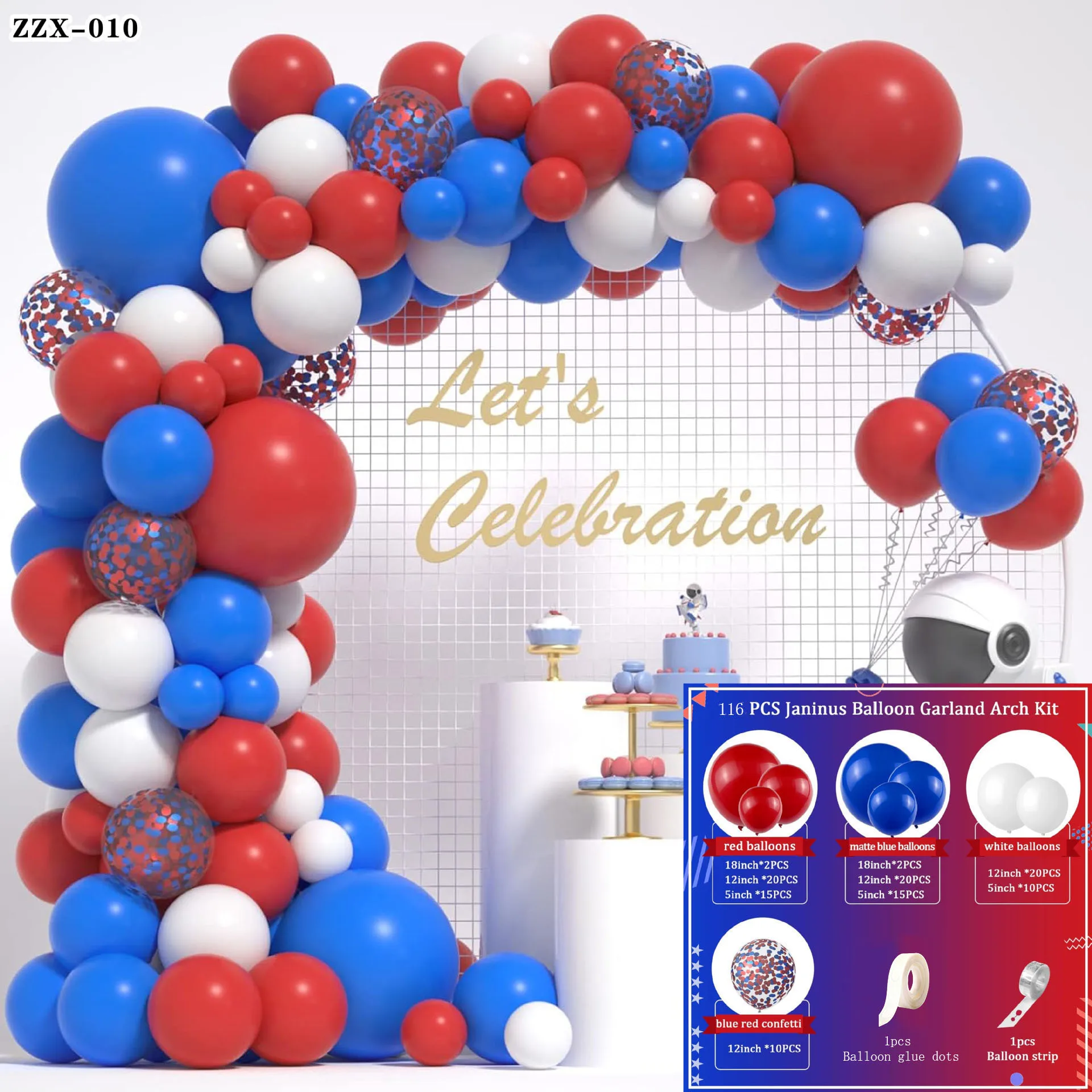 Rot-blaues Farbblock-Latex-Ballon-Set – Party-Ballons mit lebendigem Kontrast, ideal für Geburtstag, Hochzeit, Sportveranstaltung, Dekoration – Detail 1