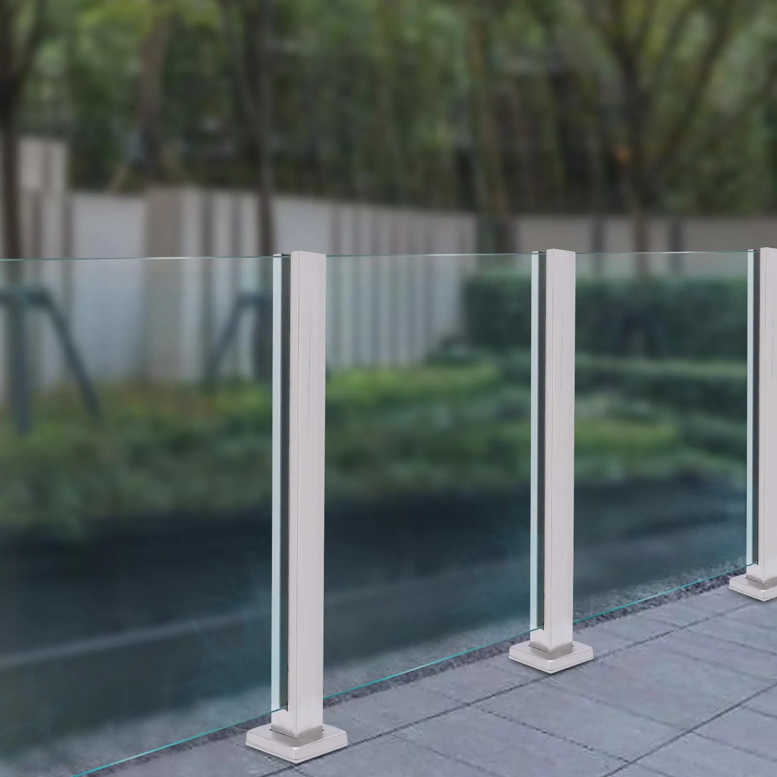 Glass Railing Post Heavy Duty Glass Railing Post 35.8'' End Post 304 Stainless Steel Balcony Deck Concrete P