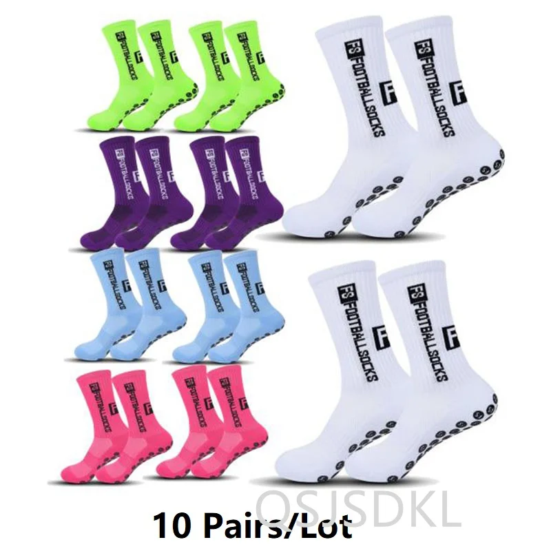 

10 Pair New Football Socks Mens Womens Sports Socks Non-slip Silicone Bottom Soccer Baseball Socks Outdoor Sport Yoga Socks