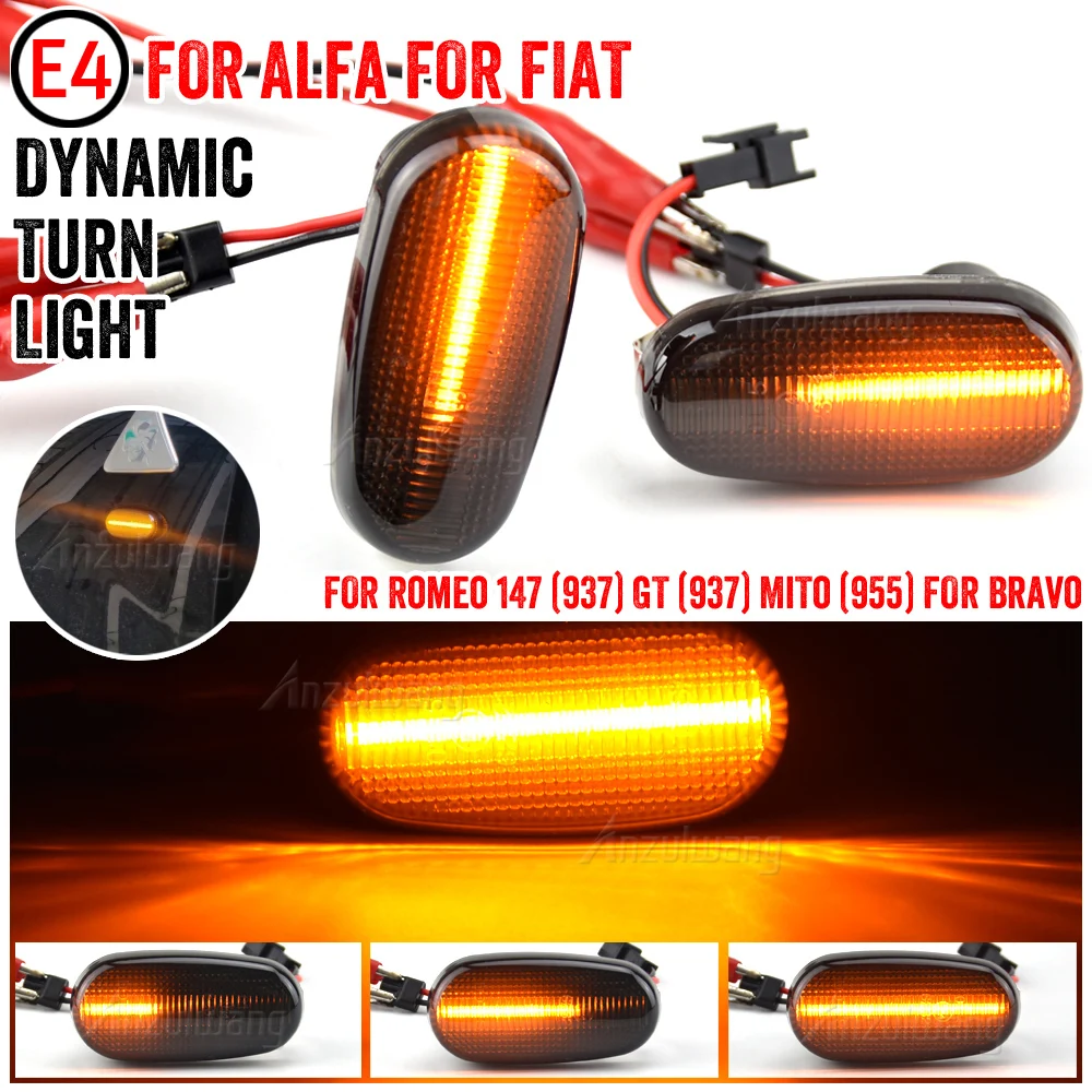 

Car For Alfa Romeo Mito 147 GT Fiat Bravo II Dynamic LED Side Marker Lights Arrow Turn Signal Blinker Indicator Lamp 2Pcs