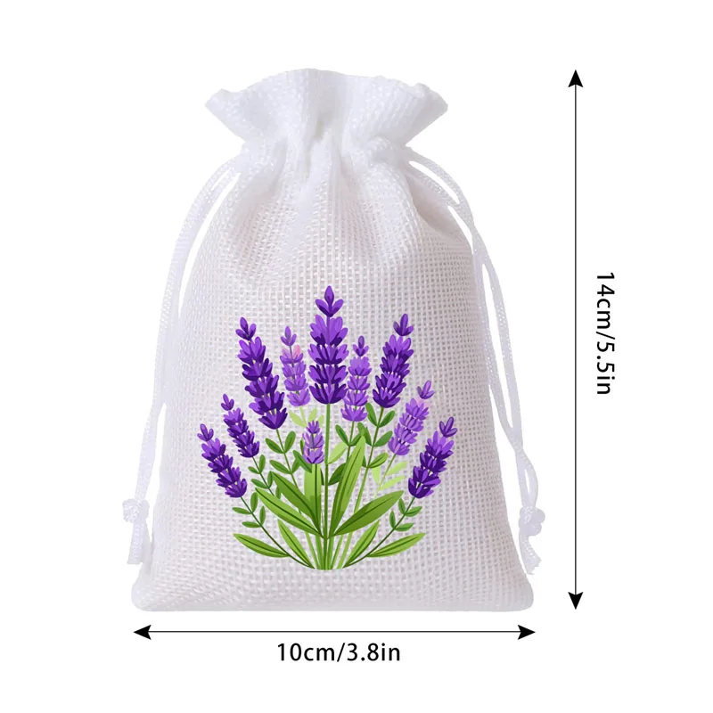 50pcs/lot White/Purple Drawstring Linen Bags for Wedding Perfume Aromatherapy Gifts Lavender Sacks with Custom Logo Option