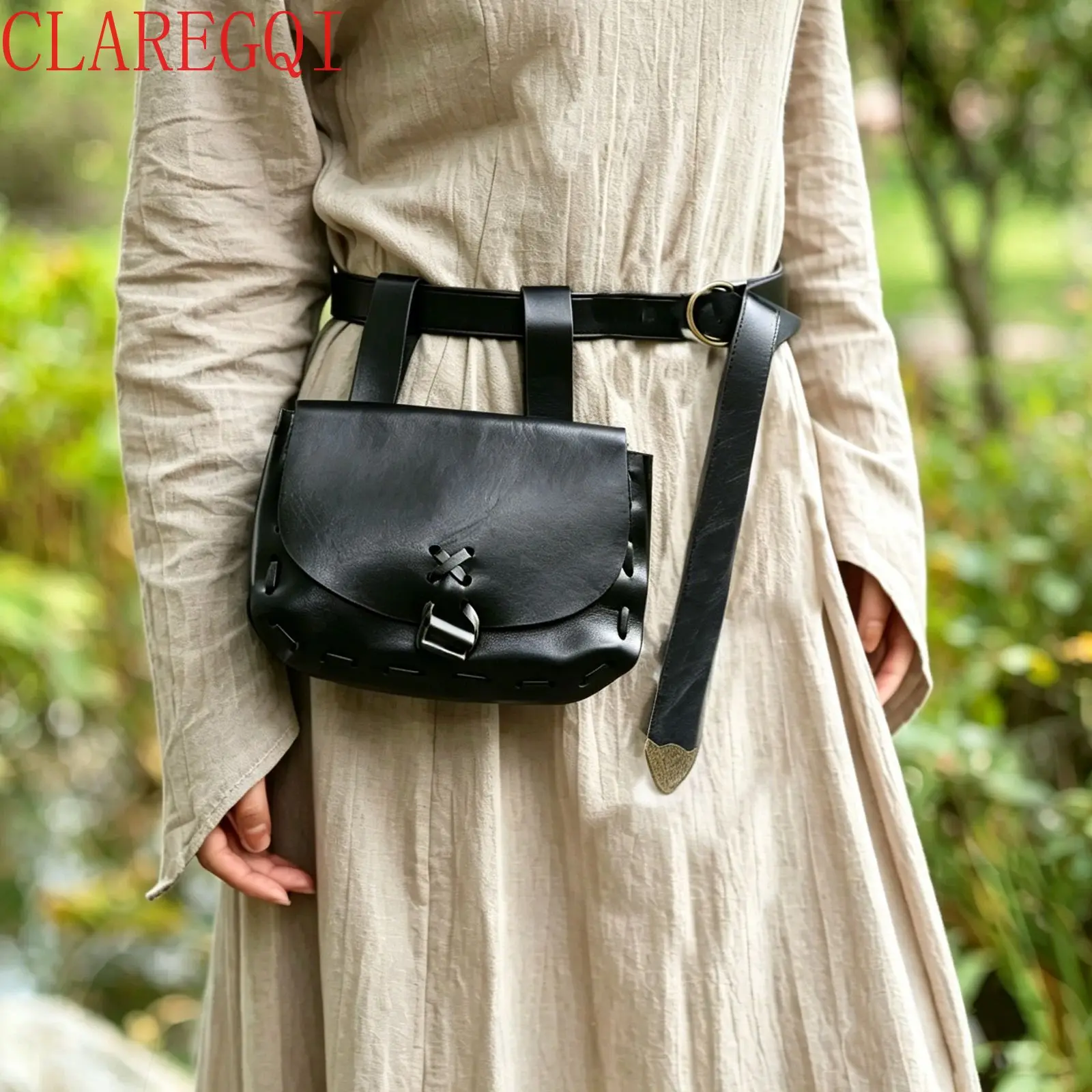 Hot selling European and American medieval Renaissance drawstring waist bag COSPLAY daily wallet boat shaped Viking style prop