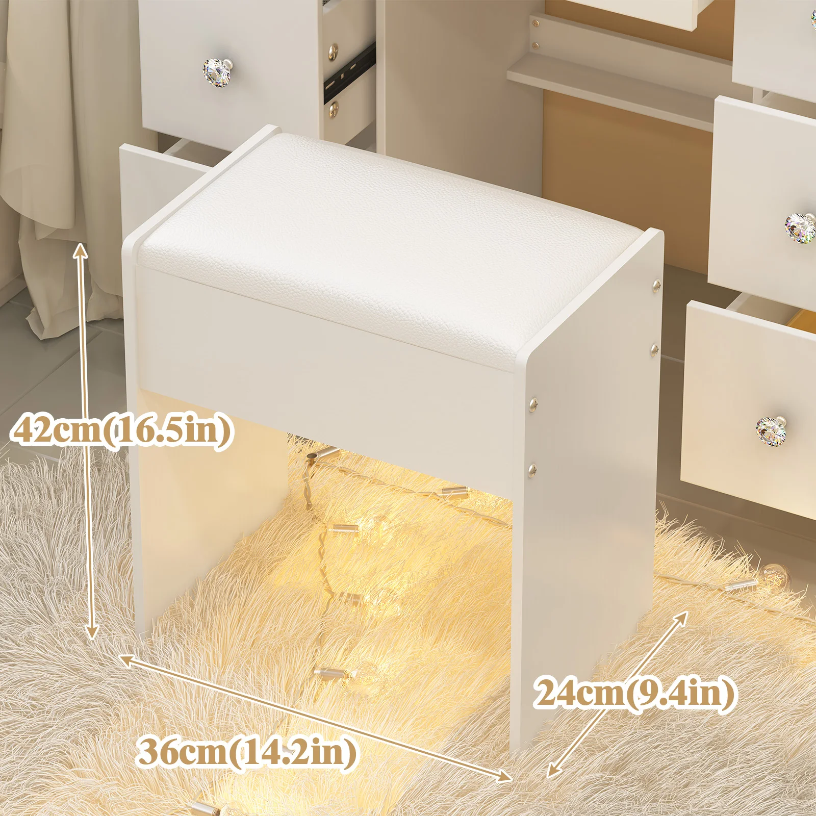 Dressing Table Makeup Chair Vanity Cushion Stool Dresser Piano Seat Wood Leg