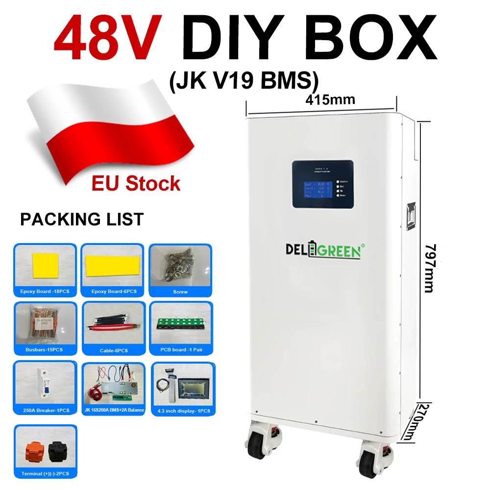 JK BMS V19 DIY Verticale Doos 48V LiFePO4 Batterij Case met 16S 200A 51.2V DIY Kits 280ah 320AH 340AH BT 2A Balancer Nieuwe