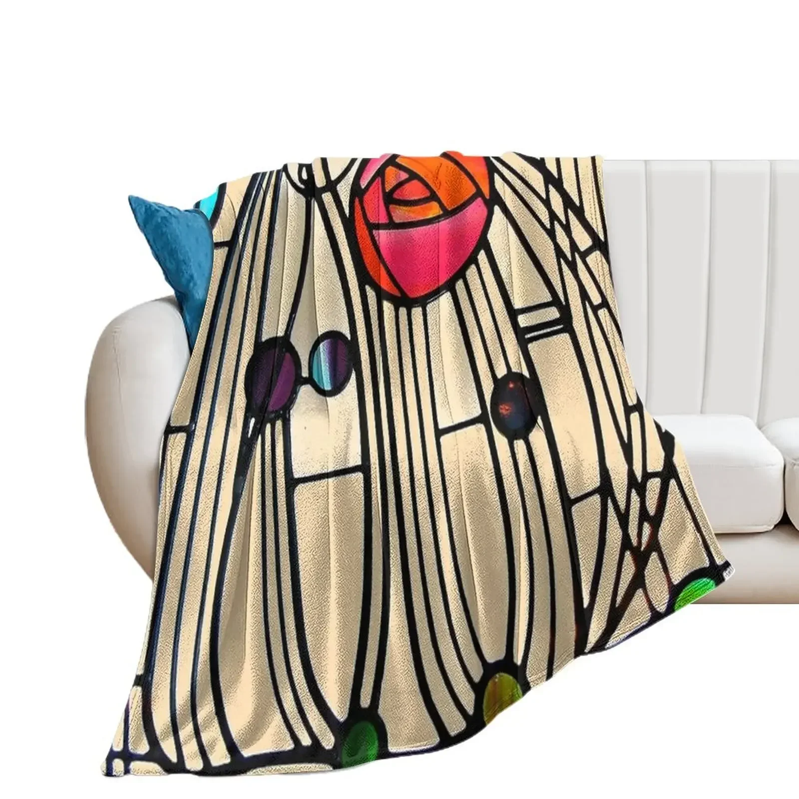 Charles Rennie Mackintosh Floral Window Design Throw Blanket Soft Plaid Blankets For Baby funny gift Blankets