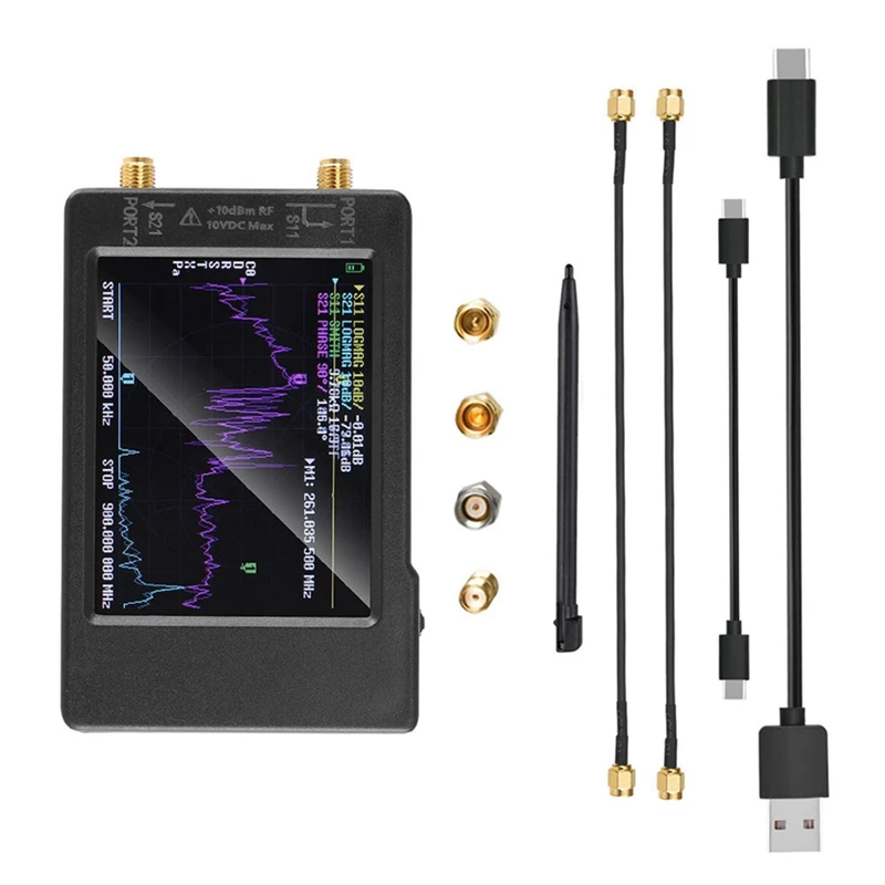 2.8 Inch Nanovna-H Vector Network Analyzer Black Metal Supports 50Khz -900Mhz HF VHF UHF Antenna Network Analyzer