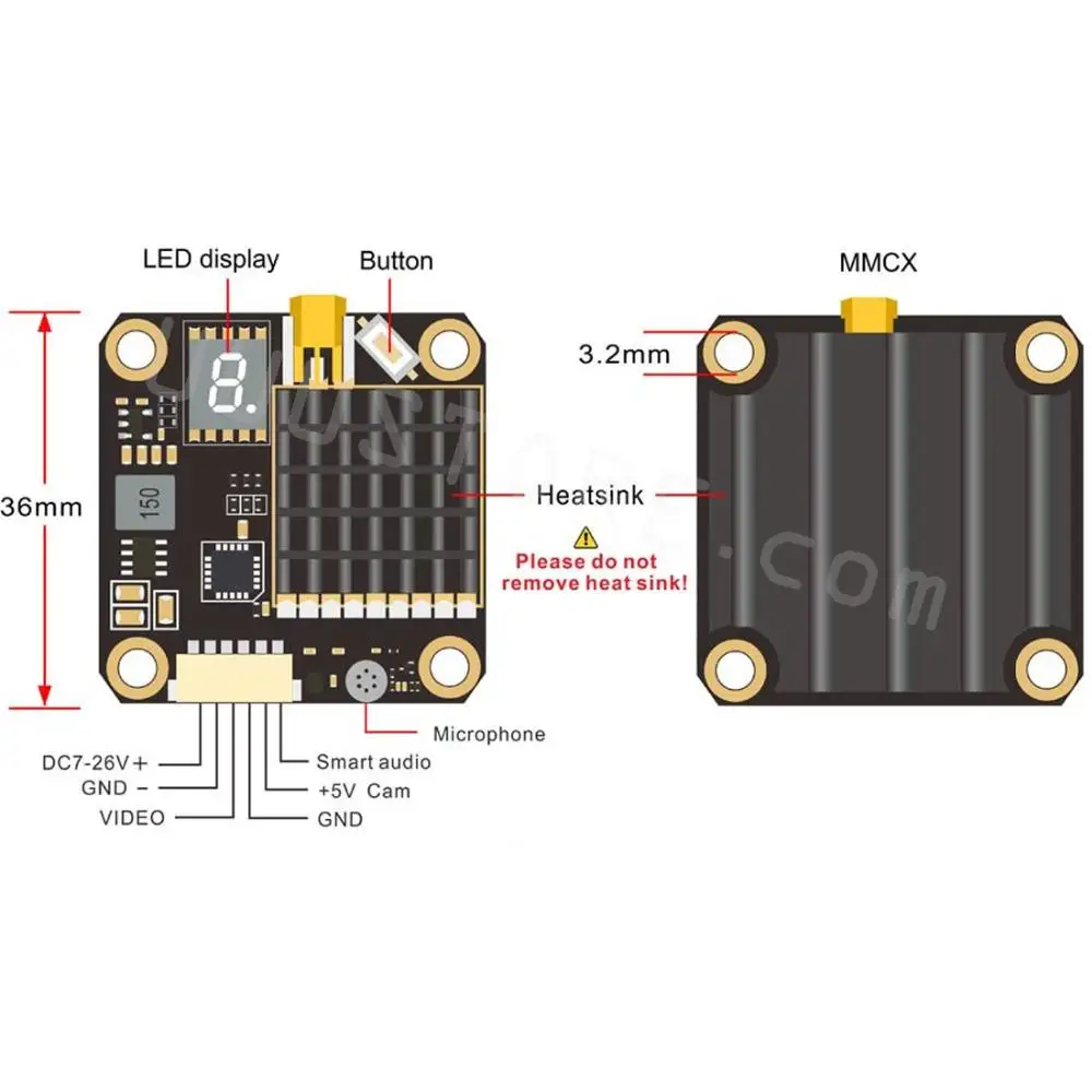 AKK FX2-Dominator 250mW/500mW/1000mW/2000mW Switched Smart Audio 5.8Ghz 40CH FPV Transmitter With MIC for Wizard x220s RC Drone