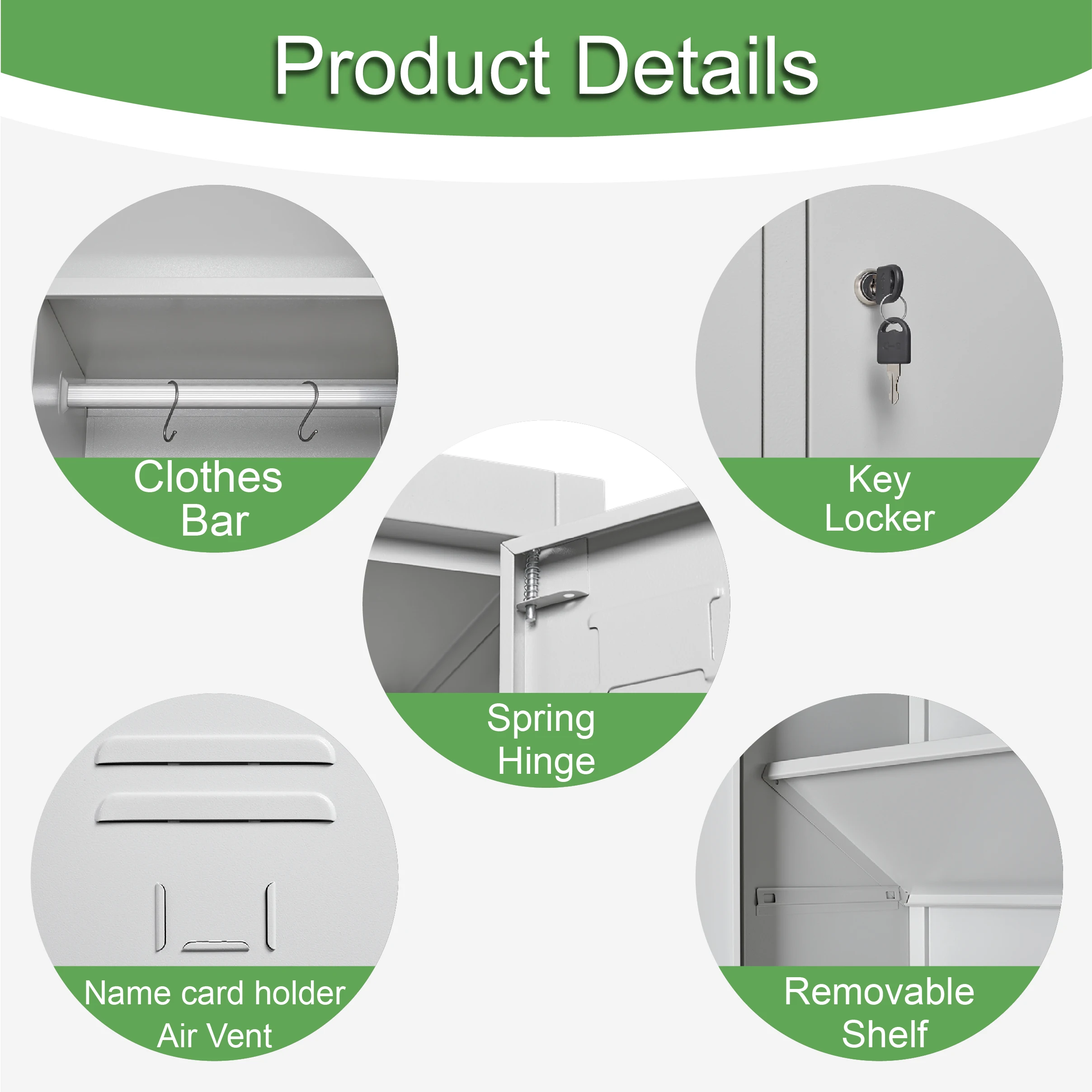 خزانة ملابس فولاذية واحدة ببابين، خزانة ملابس معدنية مع قفل مفتاح