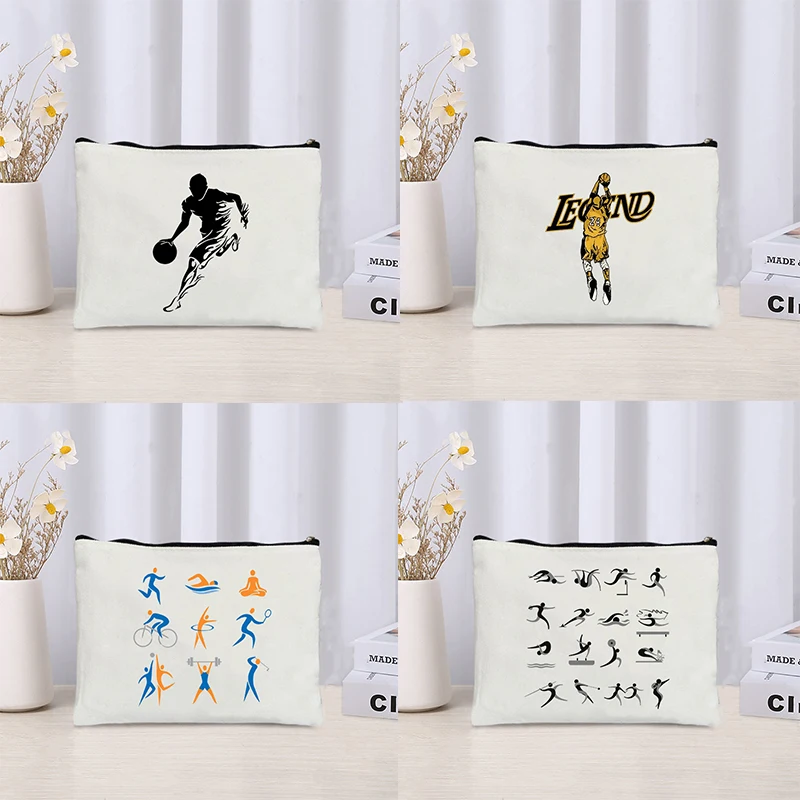 Fashion Sports Printed Makeup Bag, Football Basketball College Gift, Lipstick Shopping Travel Storage Bag, Athlete's Gift Wallet