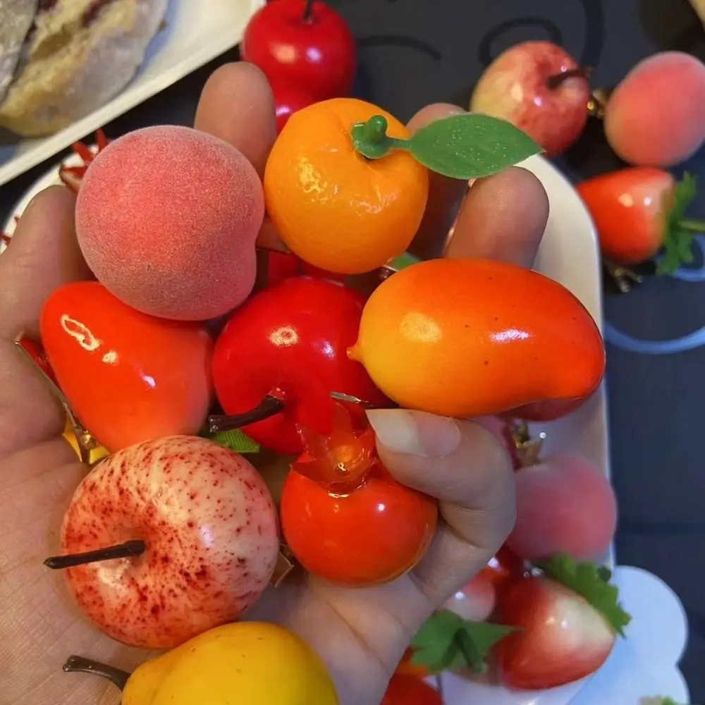 Creative Cherry Simulation Fruit Hairpin Peach Lemon Cute Hair Clip Child Duckbill Clip Cartoon Daily