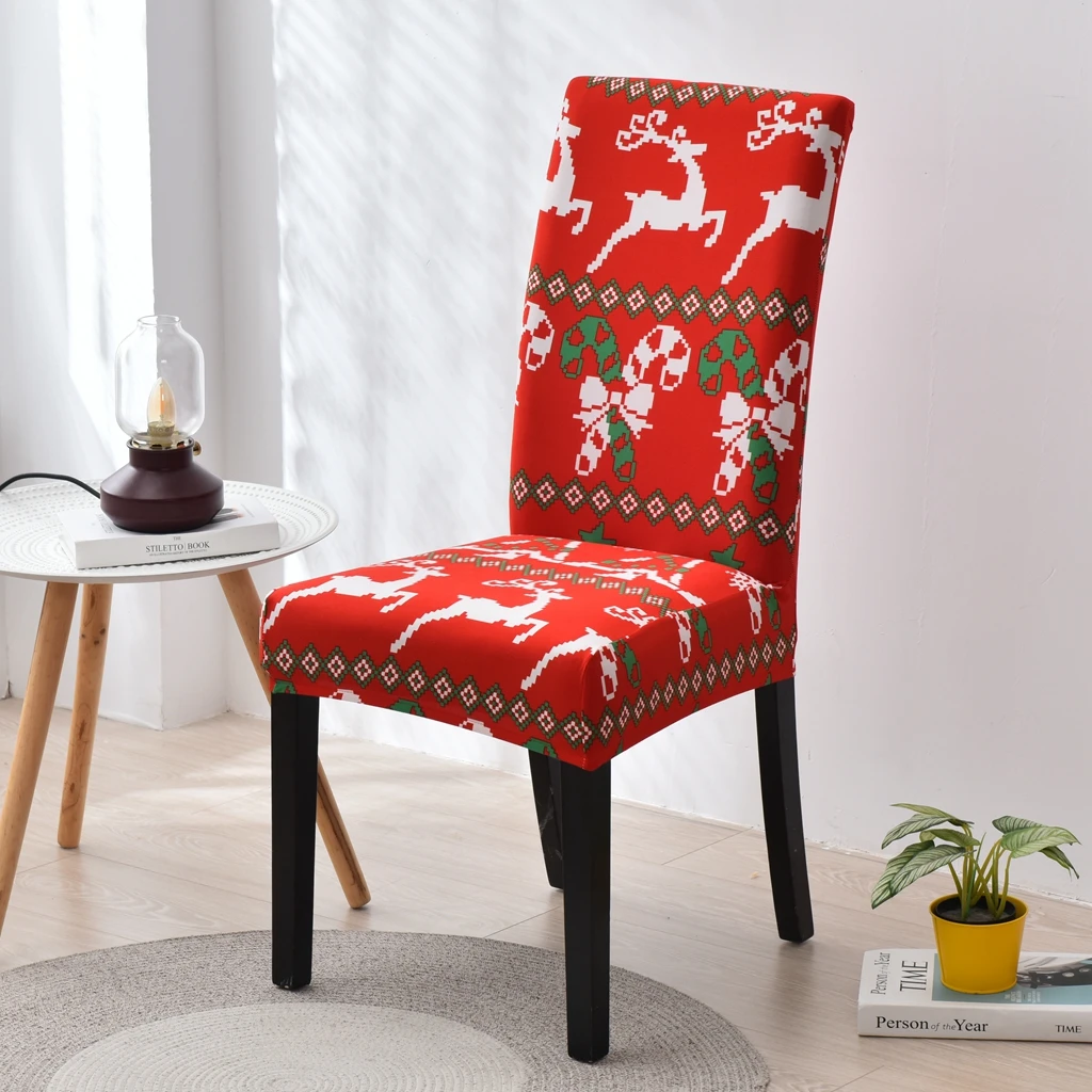 Christmas Dining Chair Covers Stretch Removable Washable Slipcover Chair Protector for Dining Room Home Decor
