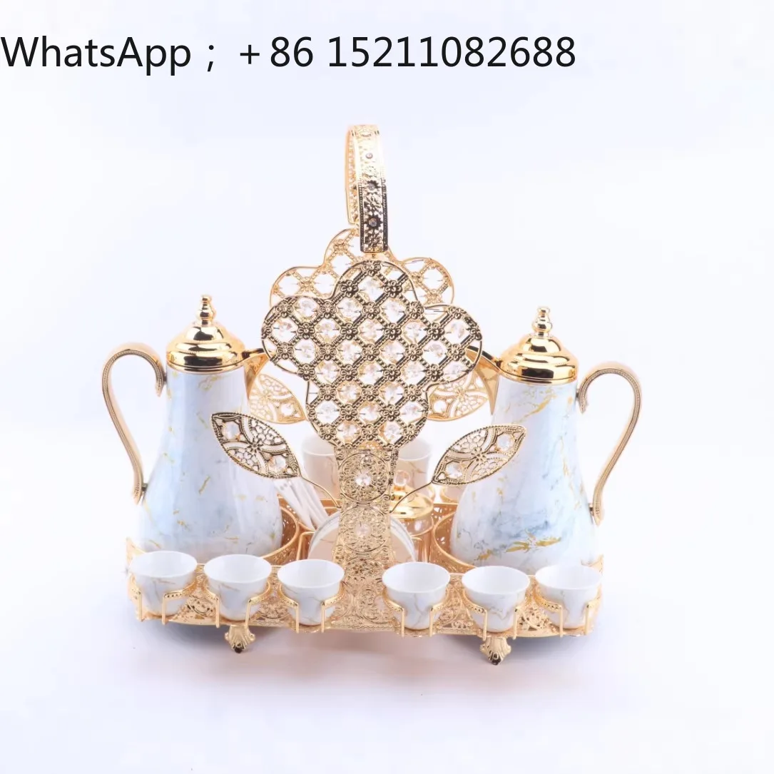 SCY metal iron frame with thermal insulation pot teacup coffee cup set glass liner pair pot