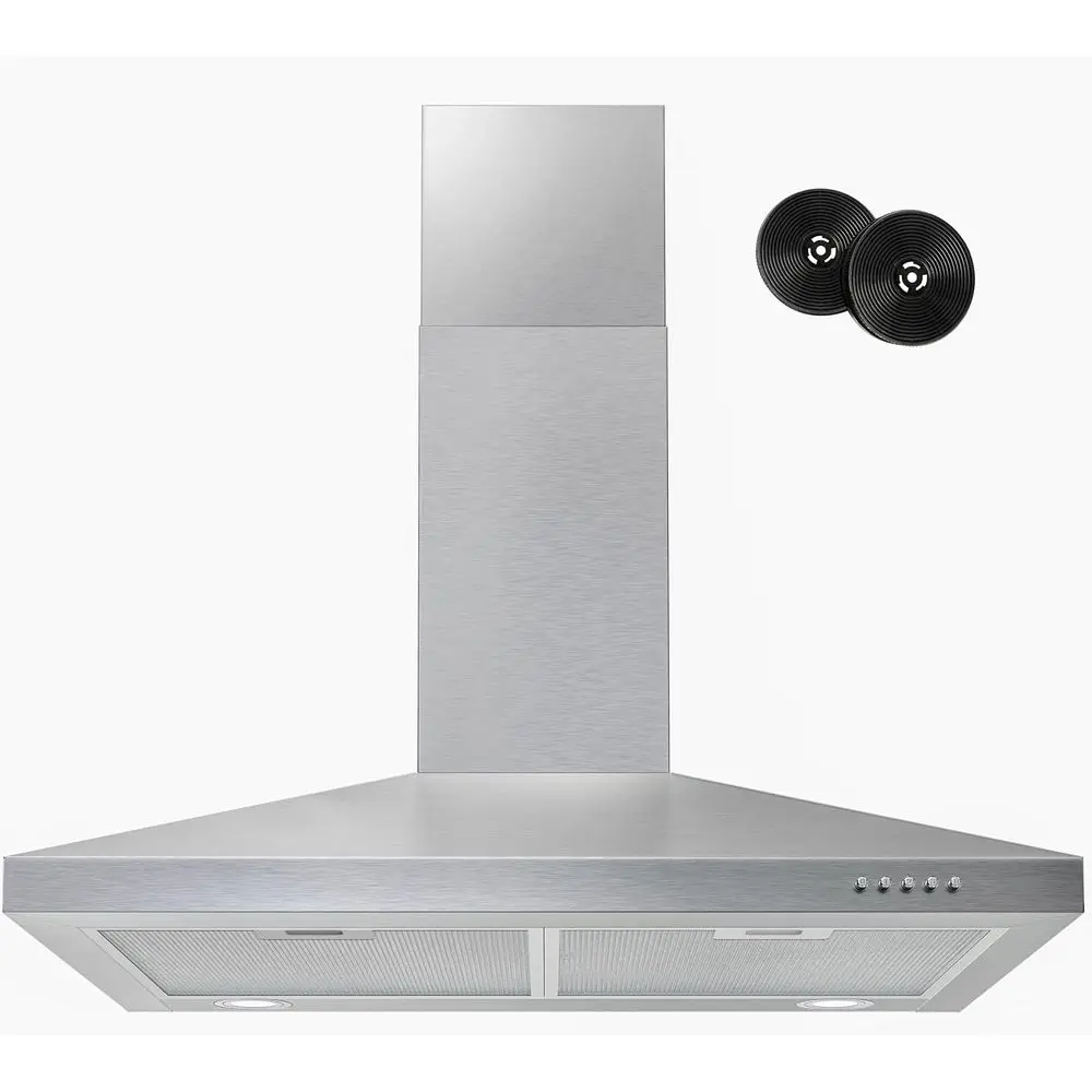 

30-дюймовая вытяжка для настенного крепления со светодиодной подсветкой, 3-скоростной вытяжной вентилятор, канальный/безопасный трансформируемый, алюминиевые сетчатые фильтры, кнопка C