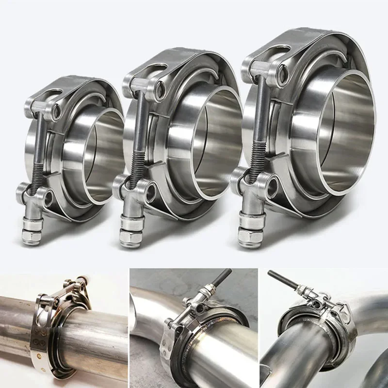 304 Stainless Steel 1.5~6 Inch 51 63 76 mm Quick Release V Band Clamp Turbo Exhaust Pipe Male Female Flange V Clamp Kit