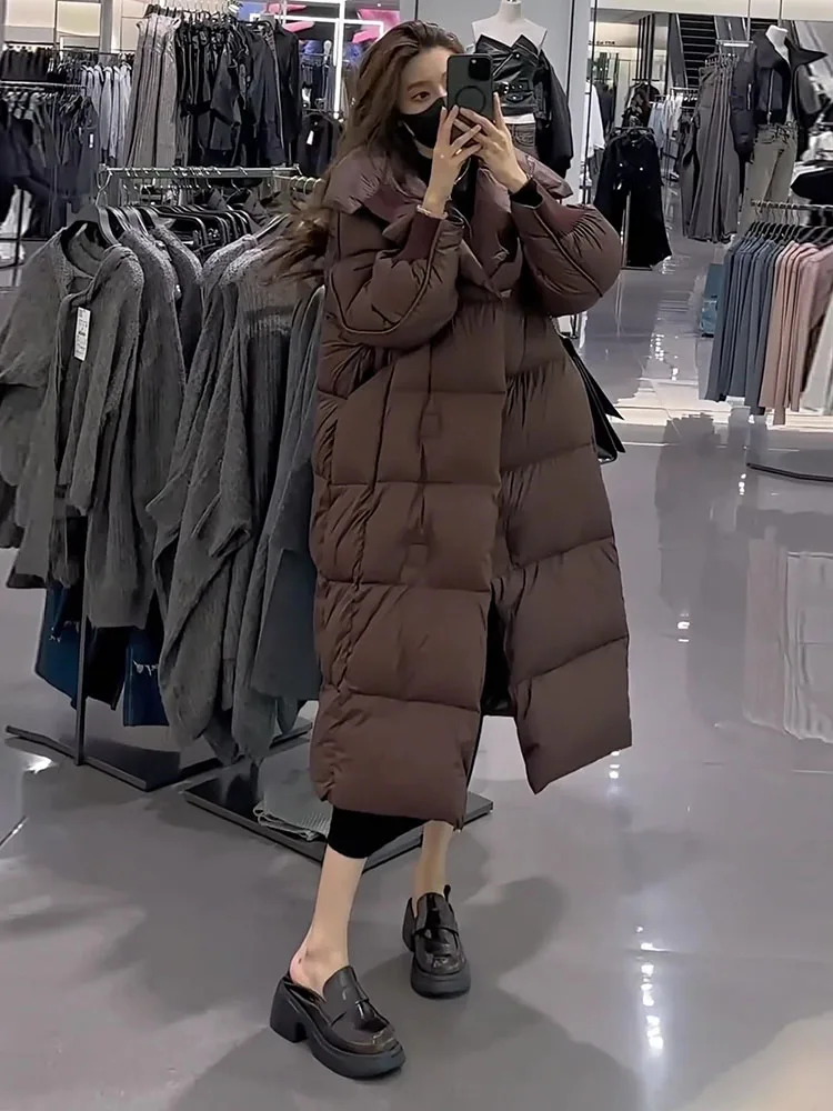 2024 invierno nuevo Faionable versátil Thiened Floing cuello grande blanco Du abajo Jaet mujer moda viaje Sle