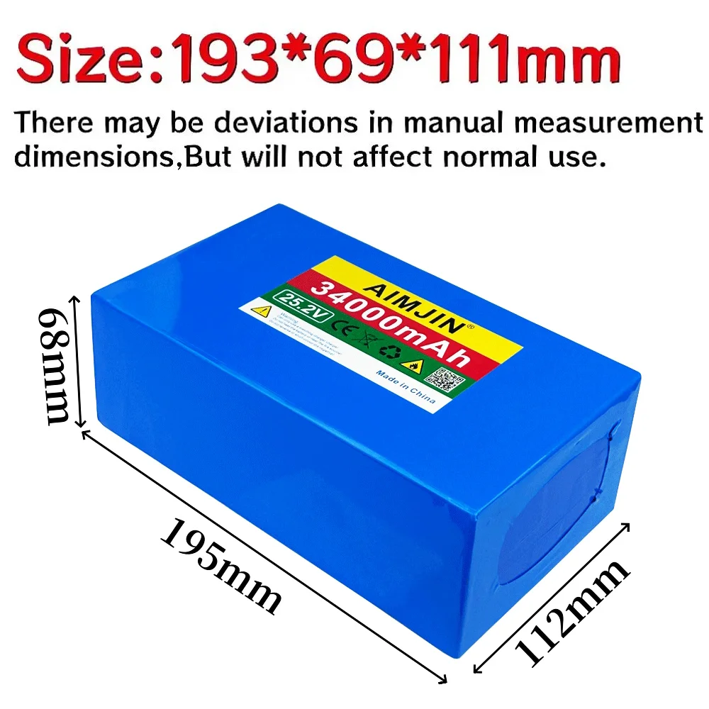 18650 25.2V 34000mAh lithium-ion rechargeable with BMS for scooters 6S10P battery pack
