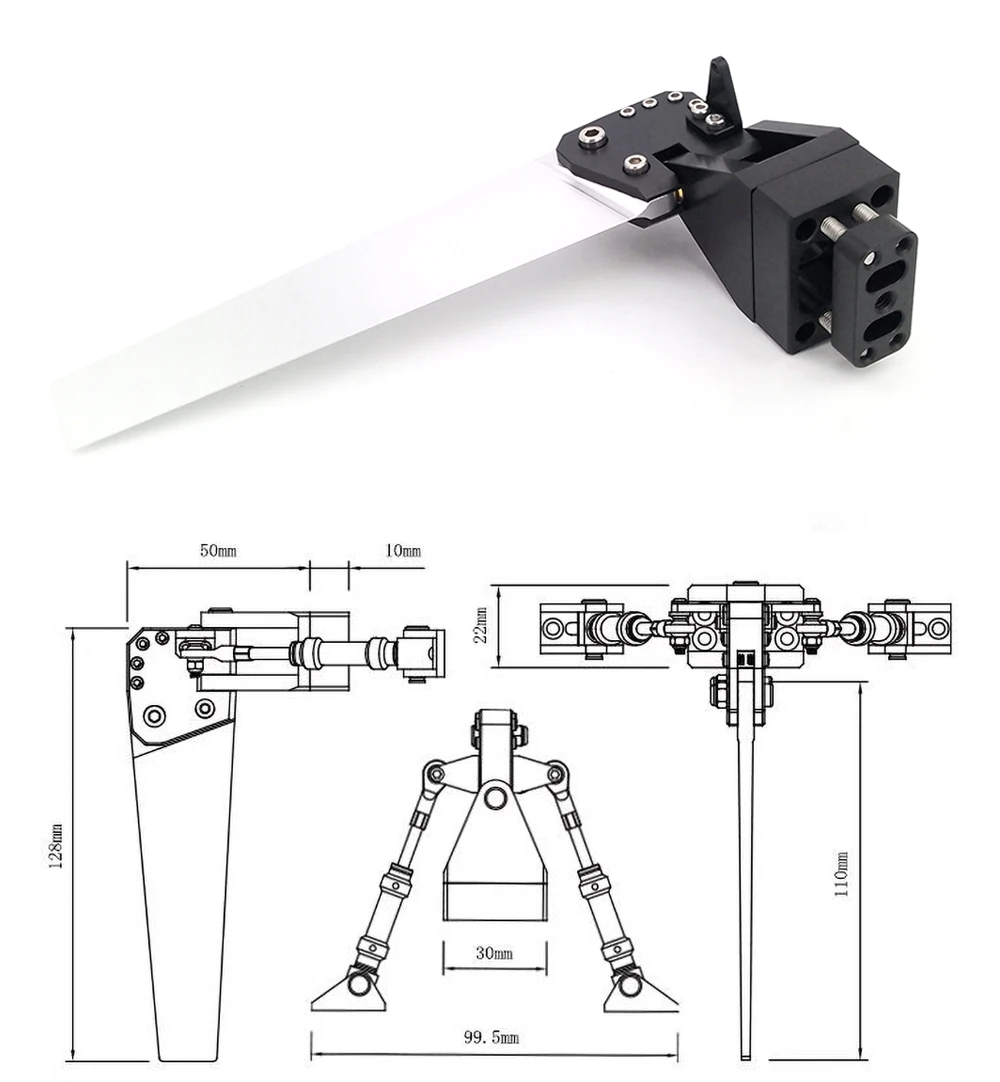 RC Boat Rudder 128mm CNC Realistic Professional Catamaran Rudder Accessories for Nitro Gas Brushless RC Speed Boat Catamaran