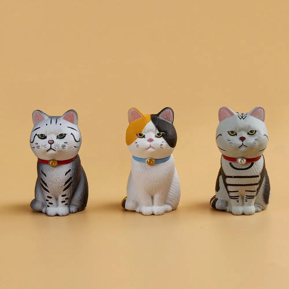 PVC Statue Simulated Cat Model Doll Small Bell Black Cat Sitting Cat Figure Toy Creative Cartoon Mini Cat Ornament