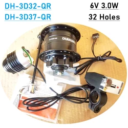 Original DH3D37 Bike Front Bearing Hup Dynamo 6V 3W 32Holes Power Generation Hup With Led Head Lamp DH3D32 Bicycle Parts