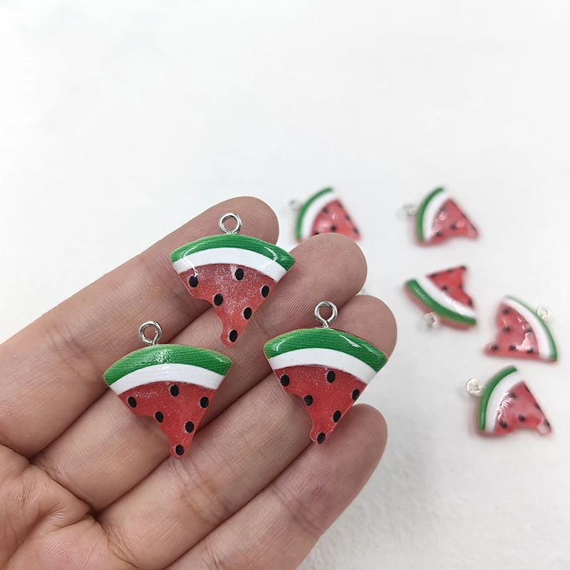 10pcs European Simulated Watermelon Charms for Jewelry Making Handmade Fruit Pendants Crafts DIY Earring Keychain C503