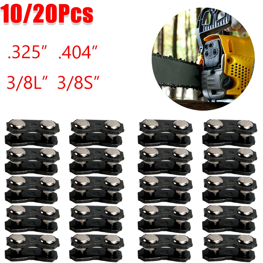 

20/10Pairs 3/8S 3/8L .325" .404" Chainsaw Chain Connector Chain Lock Chainsaw Chain Replacement Accessories Gasoline Garden