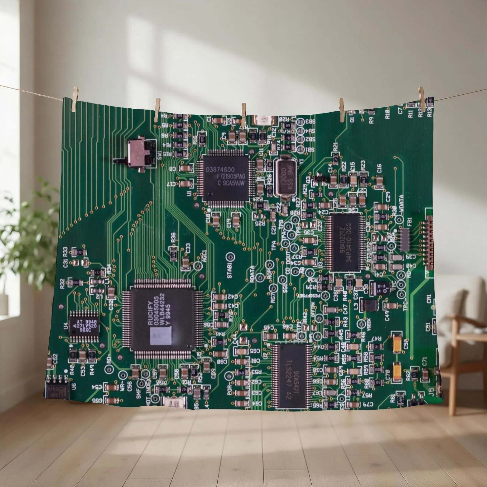 Circuit Board Throw Blanket Decorative Sofas Soft Big Polar Single Blankets