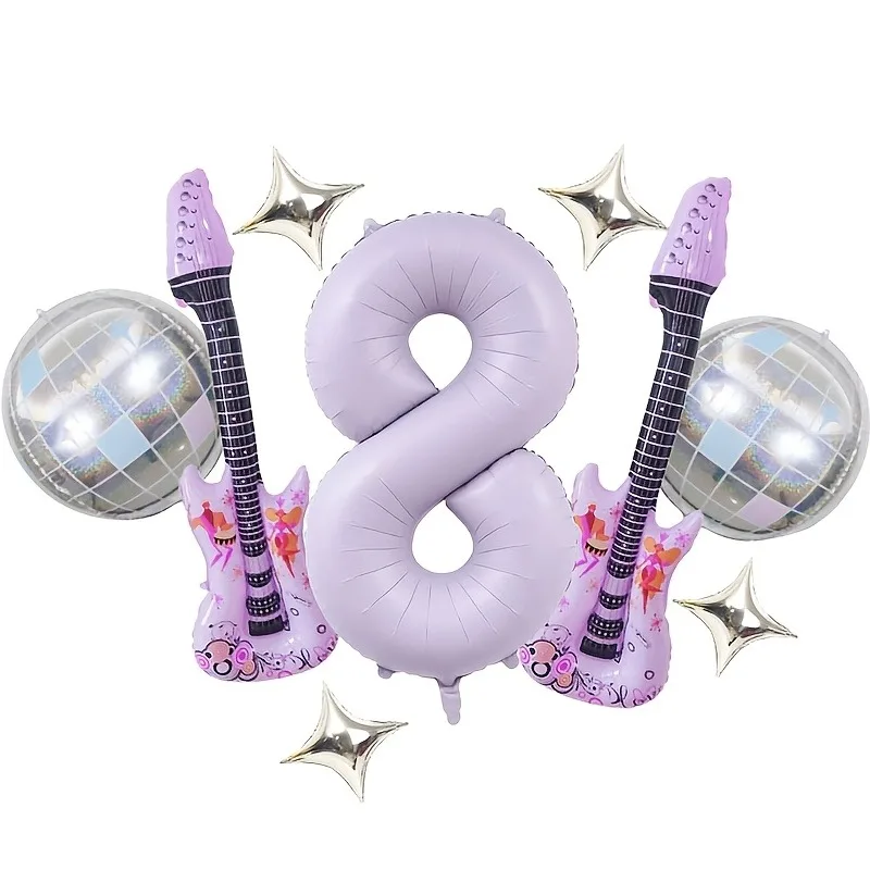 9 Stück Creme-Lila 0-9 Zahlenballons 40 Zoll Große Zahlen Geeignet für K-Pop Musik Geburtstagsparty Dekoration Themenparty