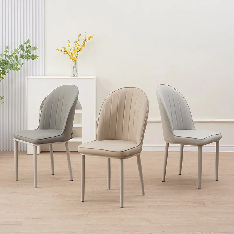 

Household dining chair, Italian simple backrest Internet celebrity restaurant Shimadai leather soft bag dining table and chairs