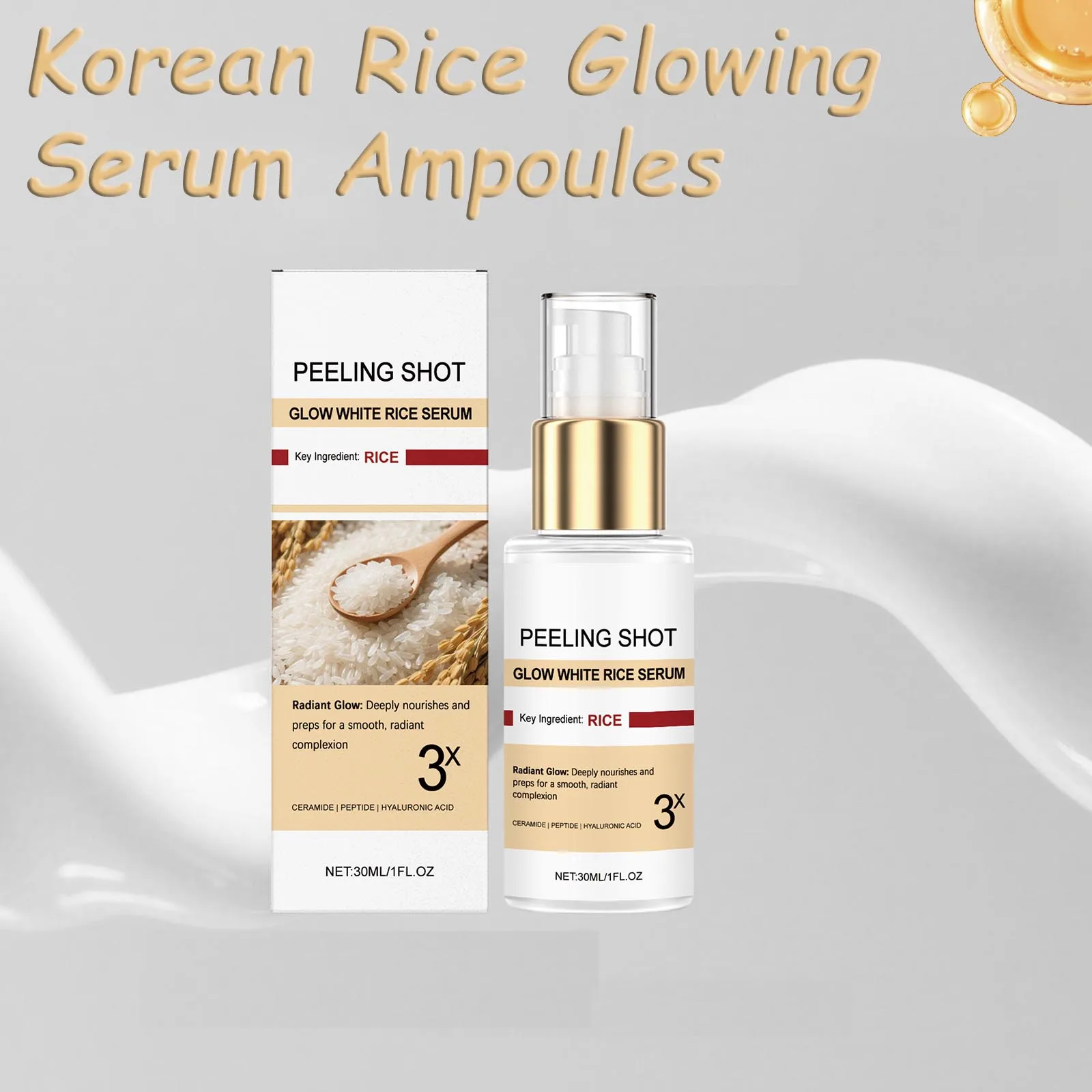 Suero Profesional con Esencia de Salvado de Arroz y Ceramidas para Reforzar la Barrera Cutánea, Líquido Intensamente Nutritivo para Piel Seca, Piel de Cristal, Cuidado de la Piel Coreano