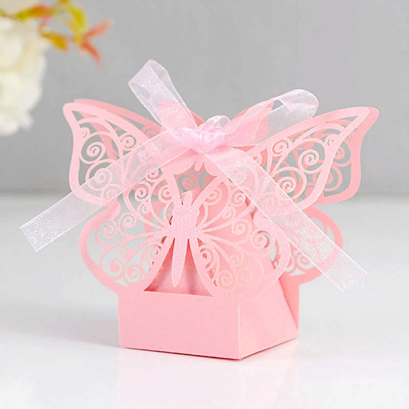10/20szt Motyl Czekoladowe Pudełko na Cukierki Prezenty Ślubne dla Gości Dzieci Urodziny Dekoracje Imprezowe Torby na Prezenty Baby Shower
