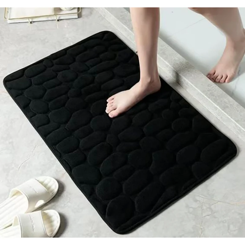 Bath Mat Super Absorbent Floor Mats Bathroom Rug  Cobblestone Embossed Foam Mat Bathtub Floor Rug Shower Room Doormat Non Slip