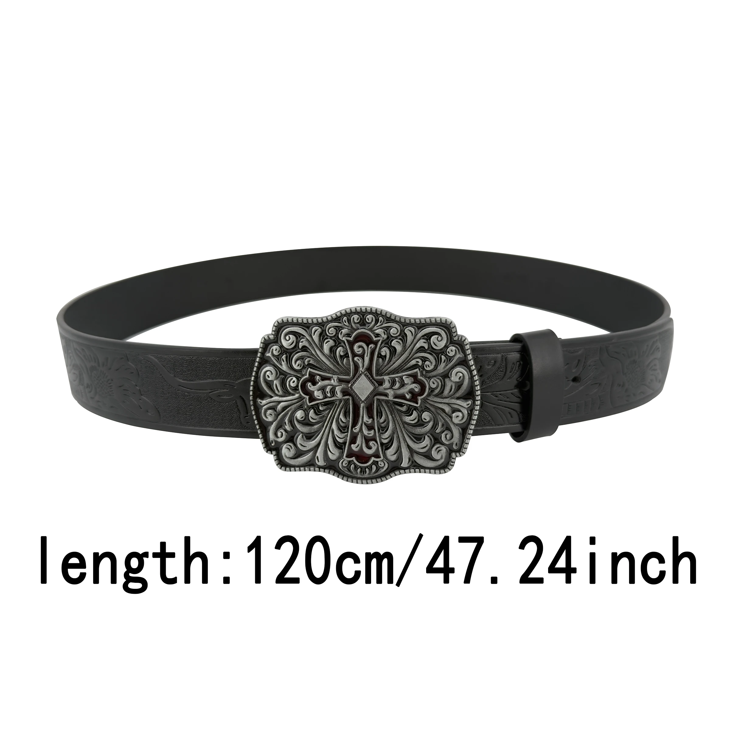 1 Piece of European and American Fashionable Vintage Painted Oil Cross Pattern Men's Belt, Retro Embossed Craftsmanship, Persona