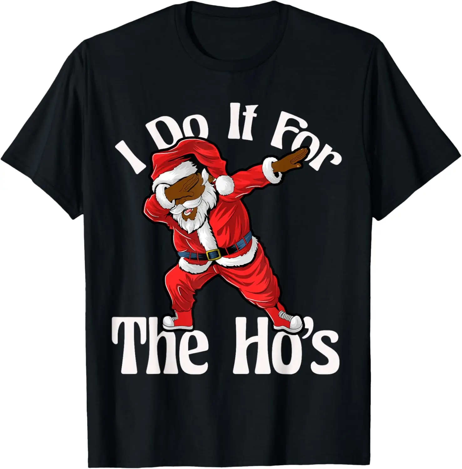 

Черная рождественская пижама Санта-Клауса в афро-американском стиле 2021, футболка