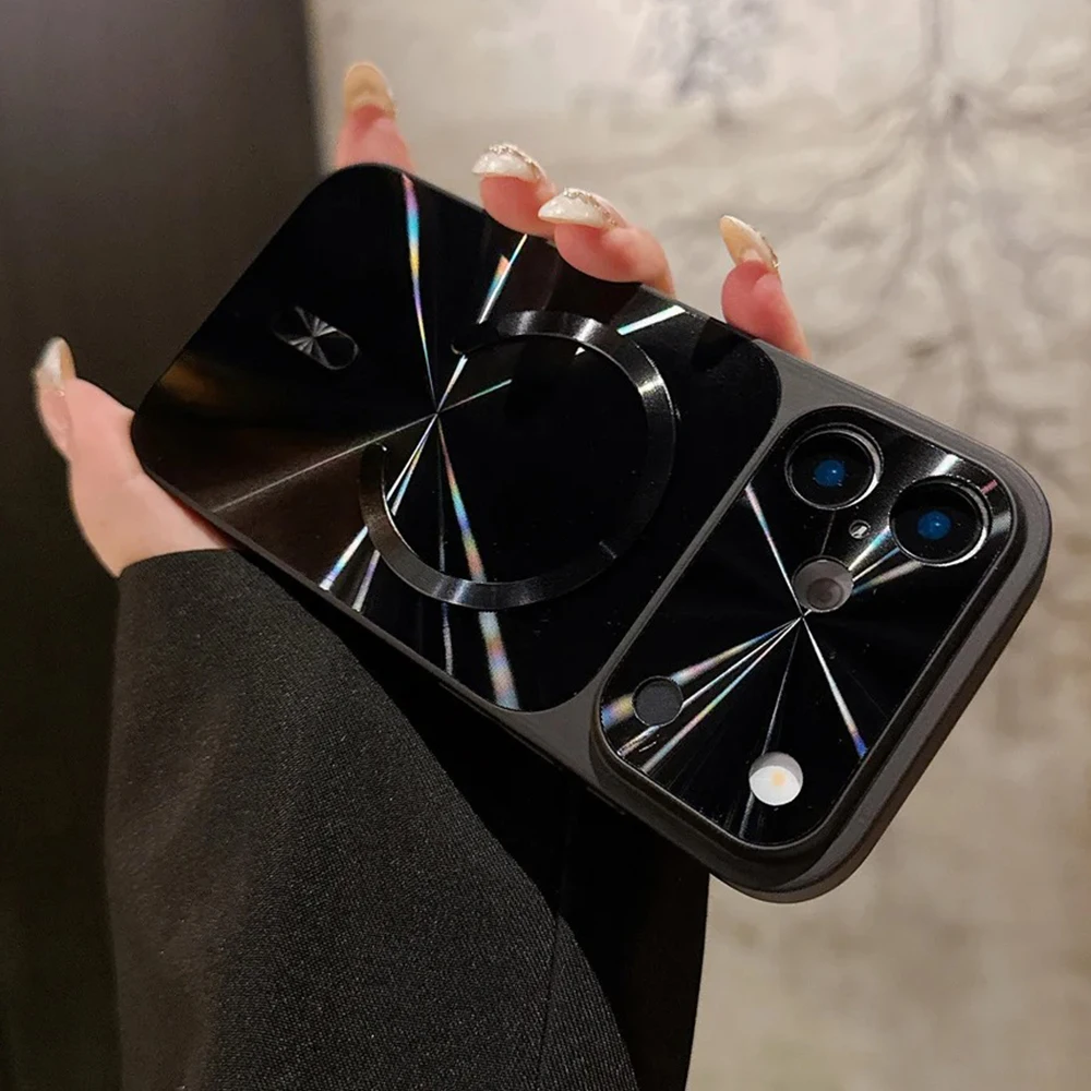 Luxury Glitter Laser Magnetic Phone Case for iPhone 17 16 15 14 13 Pro Max 17Pro Shockproof Cases for iPhone17 16 Pro Max Cover