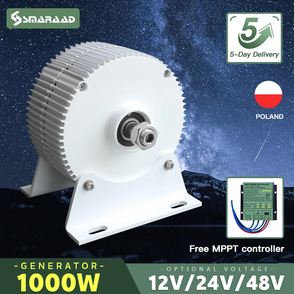 gerador eolico de nova energia e turbina baixa velocidade gerador de ima permanente gearless mppt livre 1000w 12v 24v 48v 01