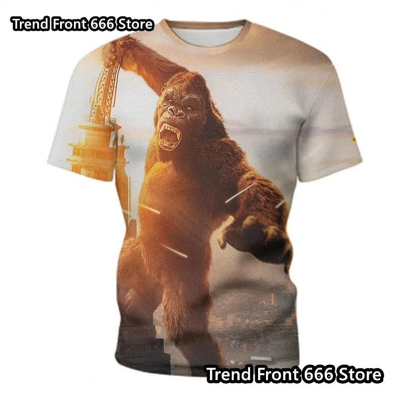 صعود كوكب القرود الاطفال والرجال كينغ كونغ قصيرة الأكمام تي شيرت Crewneck الأطفال ثلاثية الأبعاد مطبوعة تي شيرت الأولاد الملابس