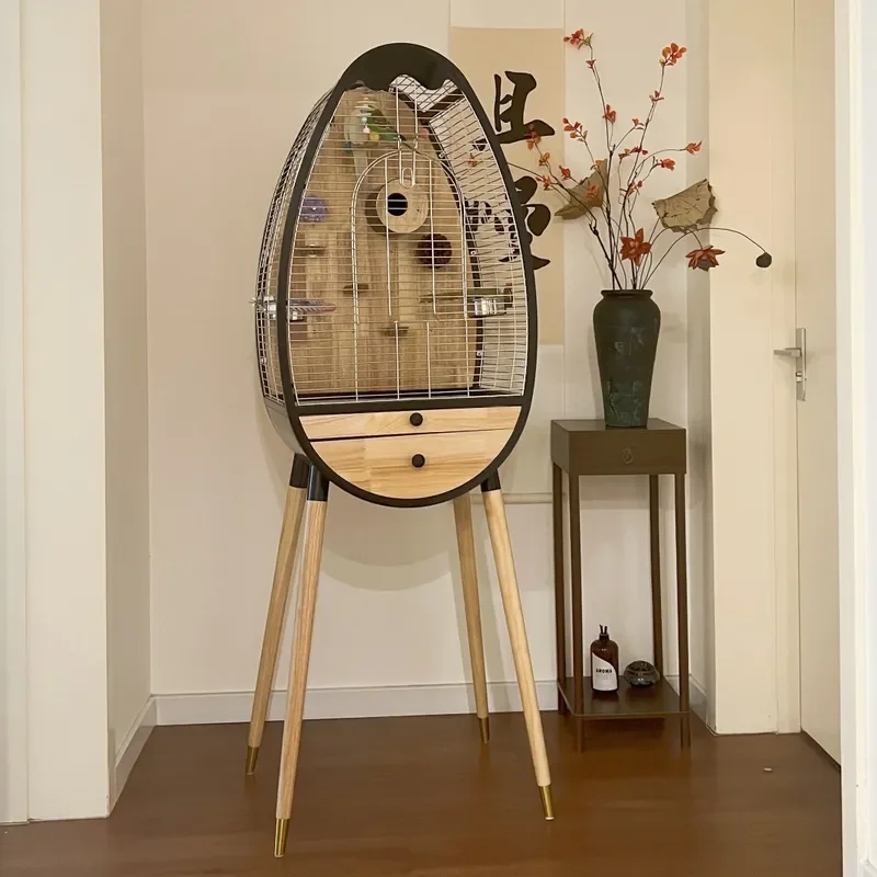 For Parrot Stainless Steel Bird Cage DIY Villa Indoor Nest Golden Sun Peony Style Durable Spacious Home