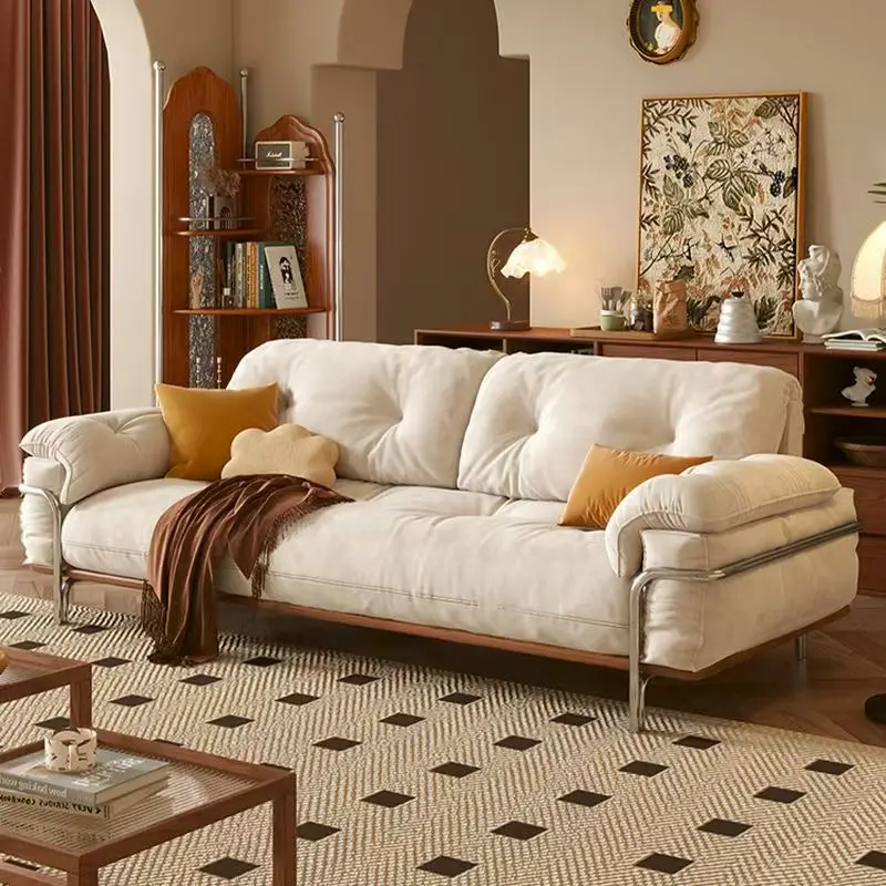 #￥Factory Price Italian Mid-century Modern Design Living Room Furniture Luxury Suede Velvet 123-seat Sofa Suit Velvet Sofa Set