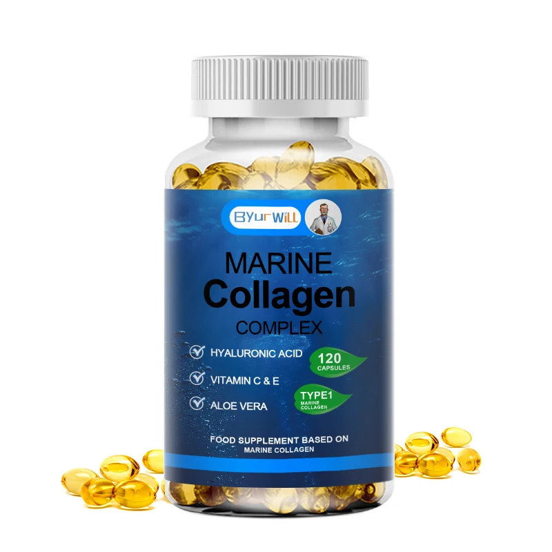 Marine Collagen Capsules with Hyaluronic Acid, Vitamin C & E - Preserve Beauty Firm Skin, Strong Nails & Hair, Healthy Joints